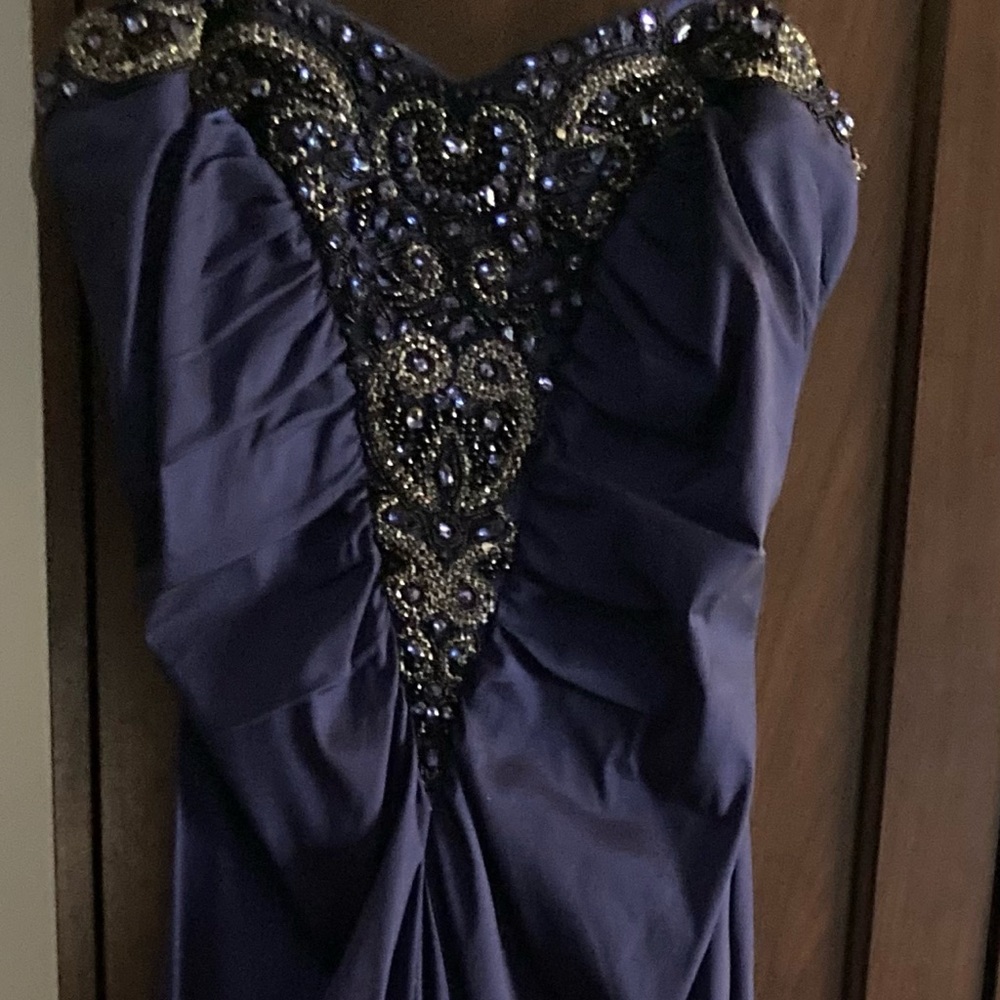 Navy blue floor-length formal gown
